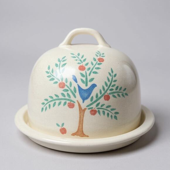Vintage 90s Country Kitchen Cheese Cracker Bakery Cloche Ceramic Dome Lid Dish - Picture 1 of 11